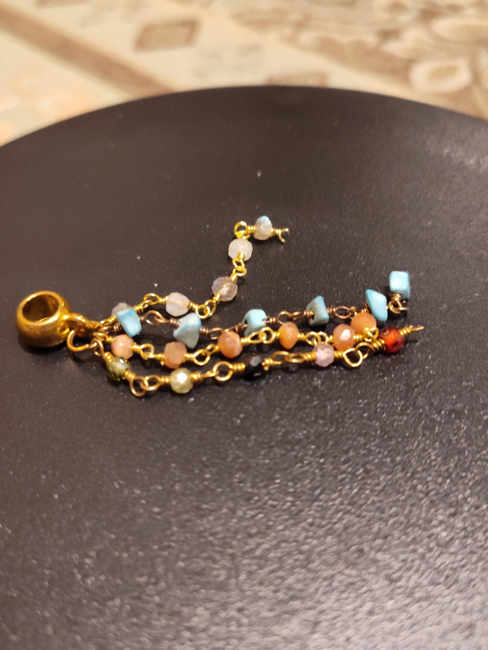 Gold Multicolor Beaded Charm Pendant for Women